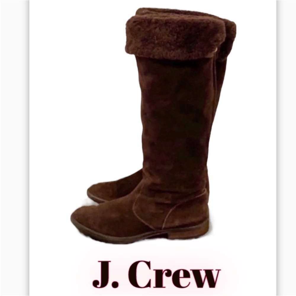 Authentic J. Crew designer tall brown suede leather boots sz 8.5